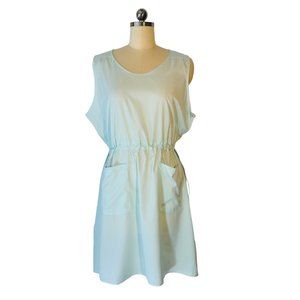 Merrell Striped Woven Dress Aqua Drawstring Pockets Semi Sheer Dry XL $55 NWT!